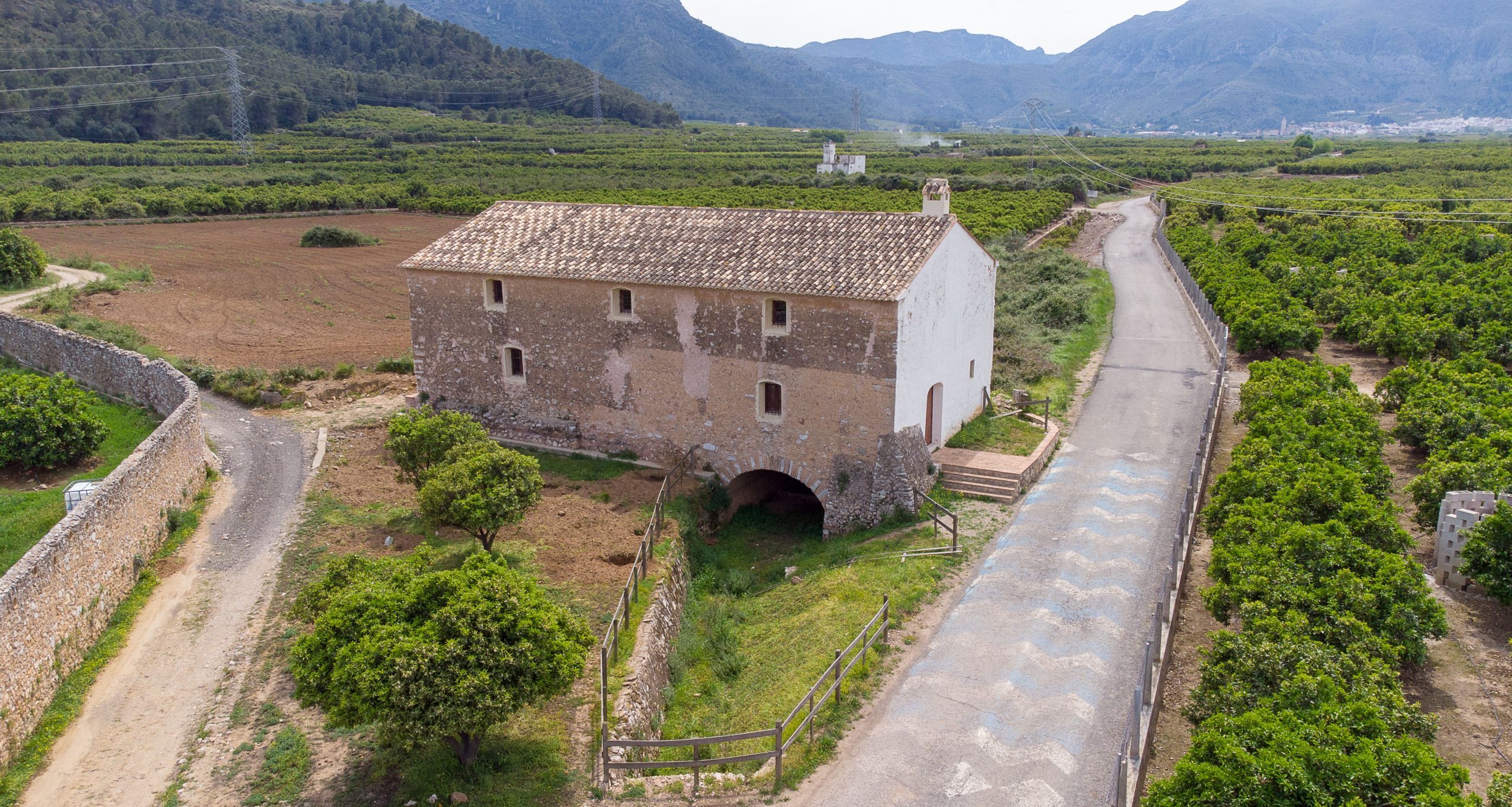 Vista aèria del Molí del Pla de Tavernes de la Valldigna