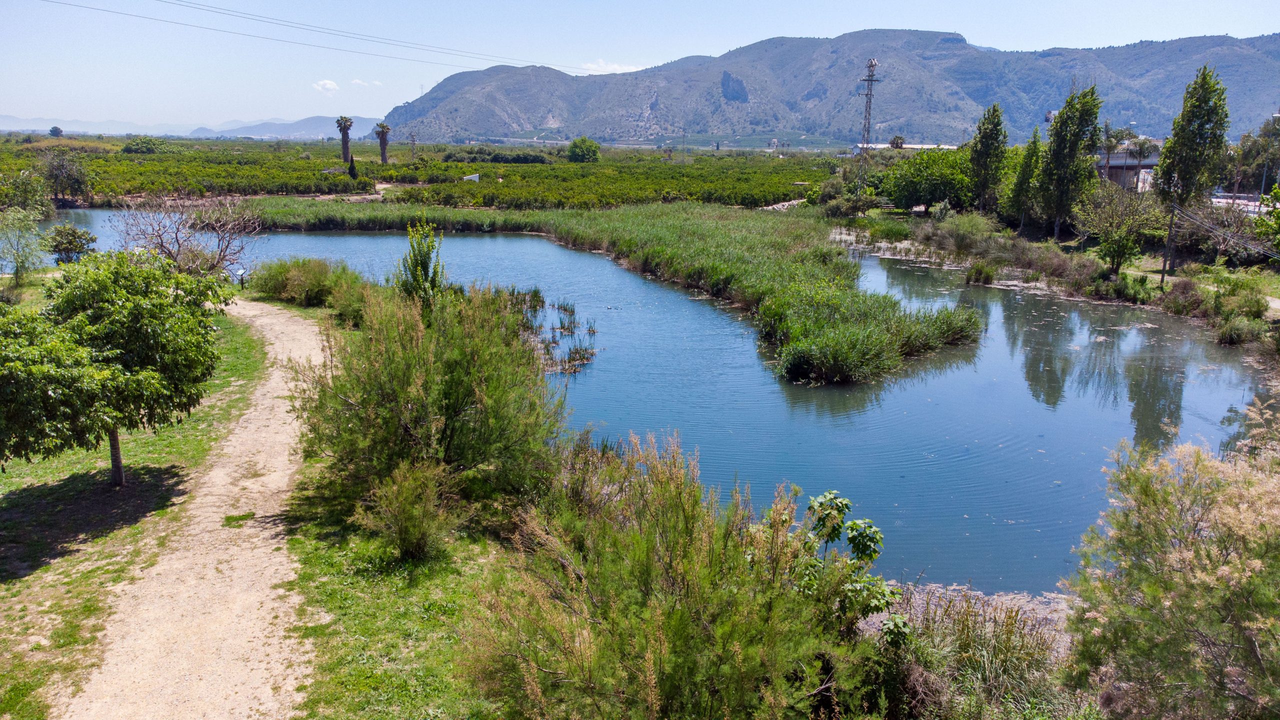 Aerial view of the Ullals and natural surroundings of Tavernes de la Valldigna