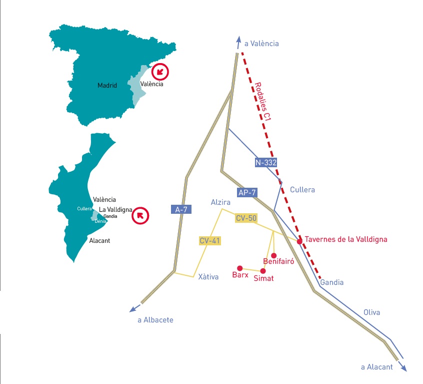 Mapa de ubicación y red de comunicaciones