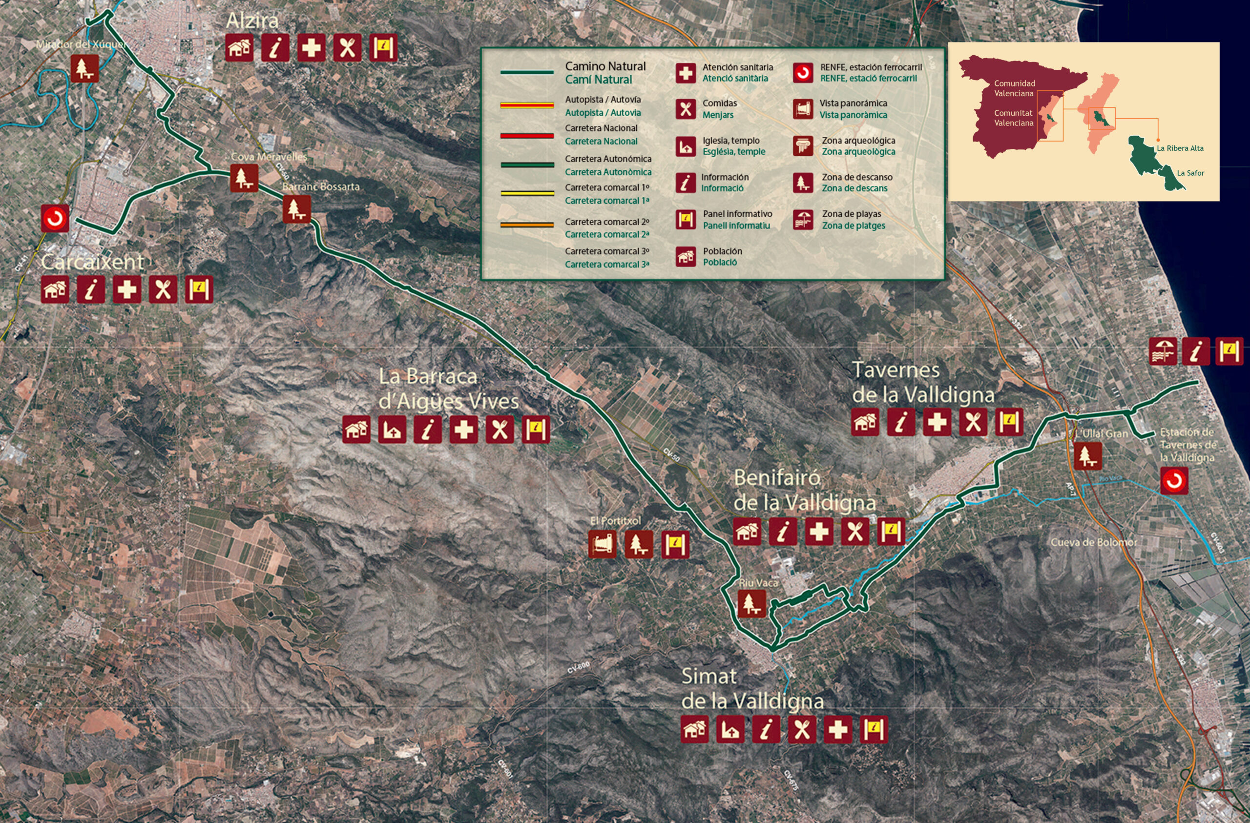 Mapa de la Vía Verde del antiguo Trenet