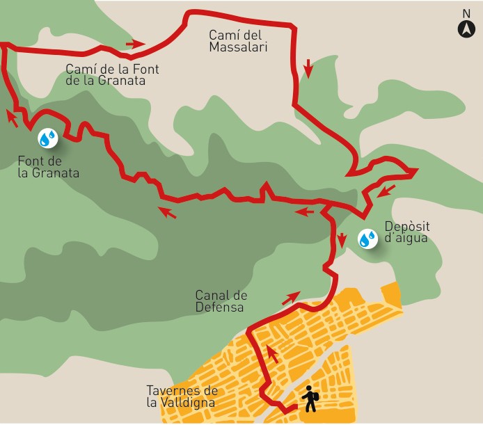 Map of the Granata Route in Tavernes de la Valldigna